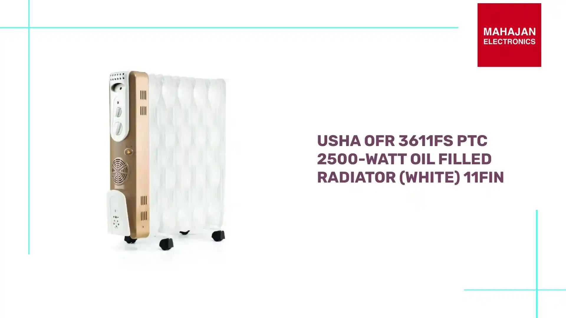 USHA OFR 3611FS PTC 2500-Watt Oil Filled Radiator (White) 11fin by@Outfy