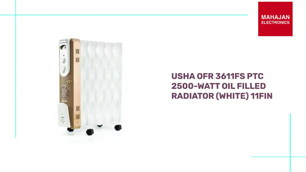 USHA OFR 3611FS PTC 2500-Watt Oil Filled Radiator (White) 11fin by@Outfy