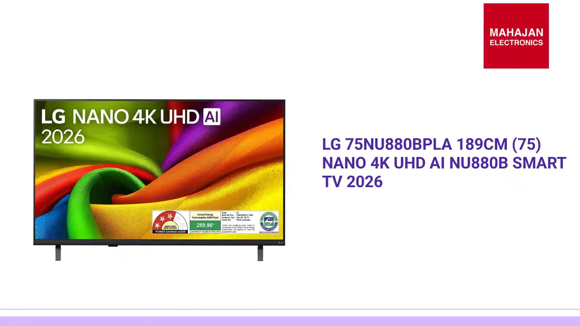 LG 75NU880BPLA 189cm (75) NANO 4K UHD AI NU880B Smart TV 2026 by@Outfy