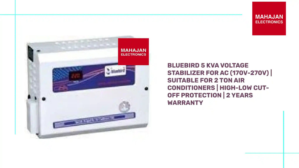 Bluebird 5 KVA Voltage Stabilizer for AC (170V-270V) | Suitable for 2 Ton Air Conditioners | High-Low Cut-Off Protection | 2 Years Warranty by@Outfy