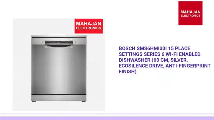 Bosch SMS6HMI00I 15 Place Settings Series 6 Wi-Fi Enabled Dishwasher (60 cm, Silver, EcoSilence Drive, Anti-Fingerprint Finish) by@Outfy
