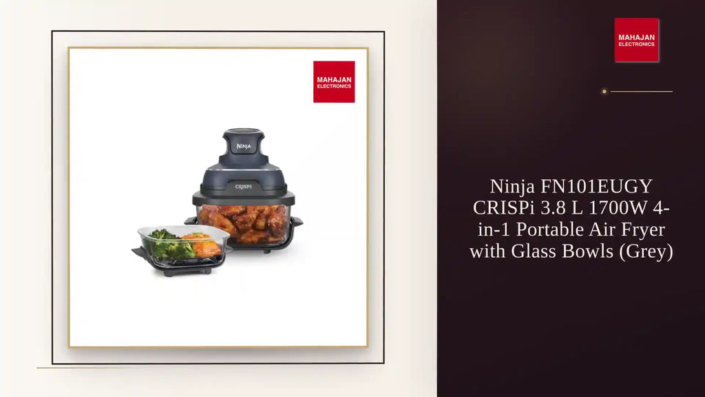 Ninja FN101EUGY CRISPi 3.8 L 1700W 4-in-1 Portable Air Fryer with Glass Bowls (Grey) by@Outfy