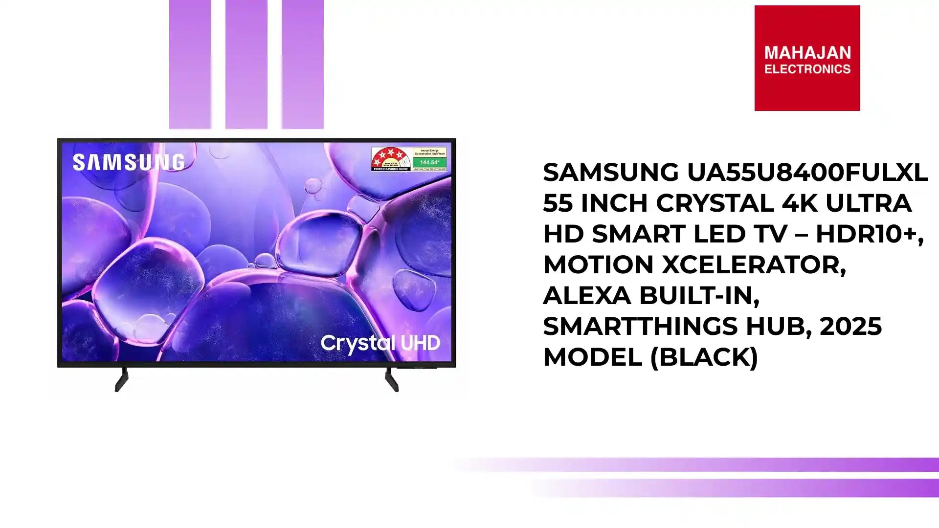 Samsung UA55U8400FULXL 55 Inch Crystal 4K Ultra HD Smart LED TV &ndash; HDR10+, Motion Xcelerator, Alexa Built-In, SmartThings Hub, 2025 Model (Black) by@Outfy