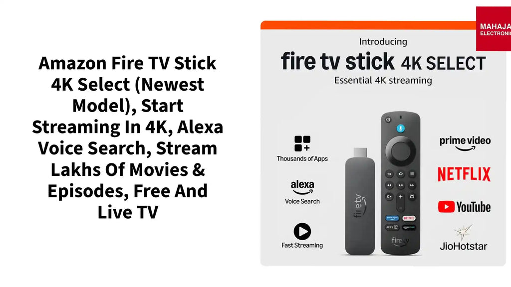 Amazon Fire TV Stick 4K Select (newest model), start streaming in 4K, Alexa voice search, stream lakhs of movies & episodes, free and live TV by@Outfy