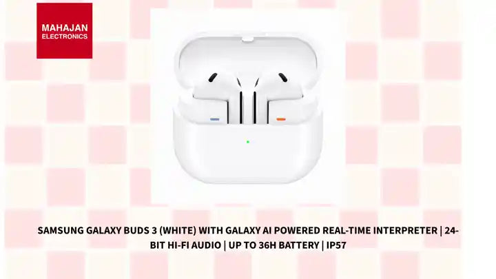 Samsung Galaxy Buds 3 (White) with Galaxy AI powered Real-time Interpreter | 24-bit Hi-Fi Audio | Up to 36H battery | IP57 by@Outfy