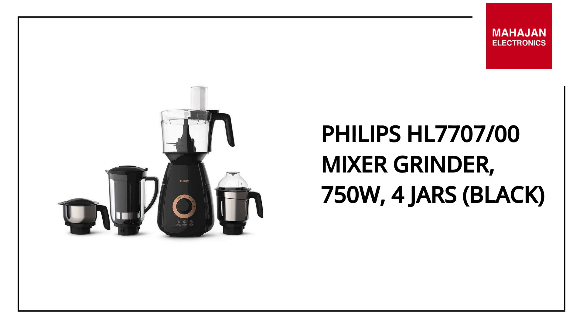 Philips HL7707/00 Mixer Grinder, 750W, 4 Jars (Black) by@Outfy