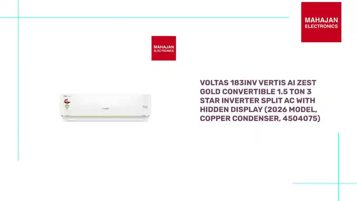 VOLTAS 183INV VERTIS AI ZEST GOLD Convertible 1.5 Ton 3 Star Inverter Split AC with Hidden Display (2026 Model, Copper Condenser, 4504075) by@Outfy