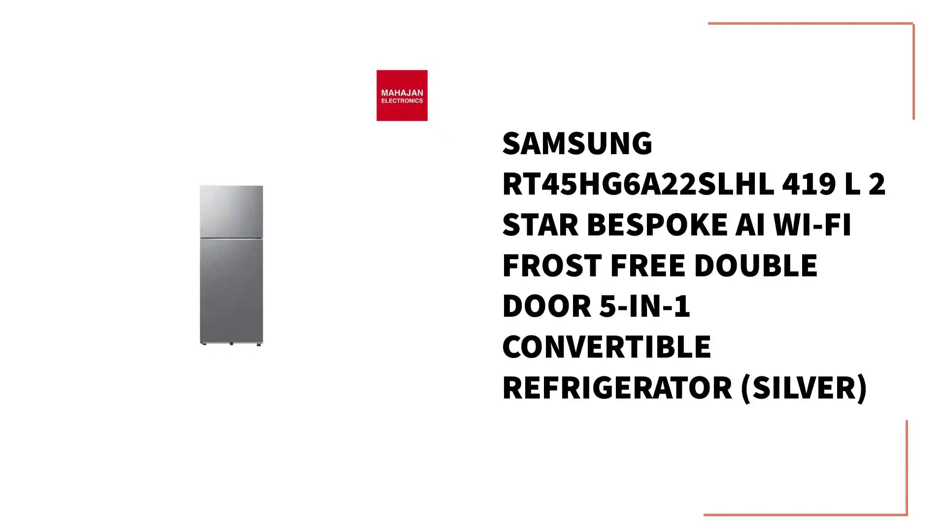 Samsung RT45HG6A22SLHL 419 L 2 Star Bespoke AI Wi-Fi Frost Free Double Door 5-in-1 Convertible Refrigerator (Silver) by@Outfy