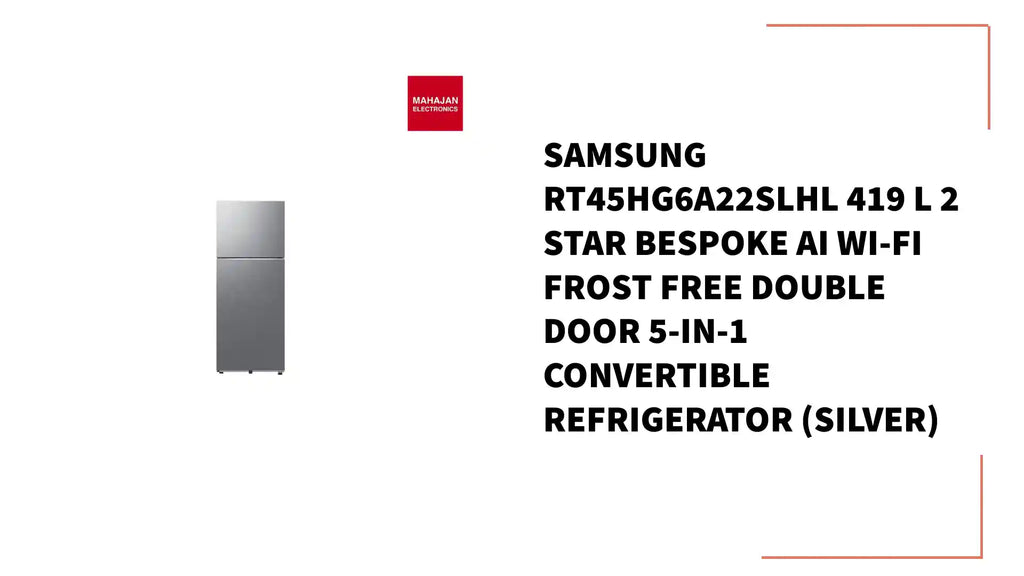 Samsung RT45HG6A22SLHL 419 L 2 Star Bespoke AI Wi-Fi Frost Free Double Door 5-in-1 Convertible Refrigerator (Silver) by@Outfy