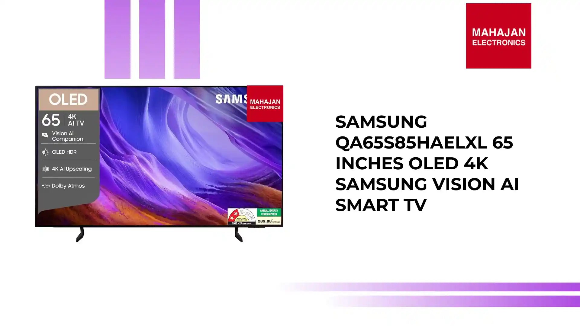 Samsung QA65S85HAELXL 65 inches OLED 4K Samsung Vision AI Smart TV by@Outfy