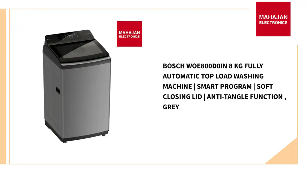Bosch WOE800D0IN 8 Kg Fully Automatic Top Load Washing Machine | Smart Program | Soft Closing Lid | Anti-Tangle Function , Grey by@Outfy