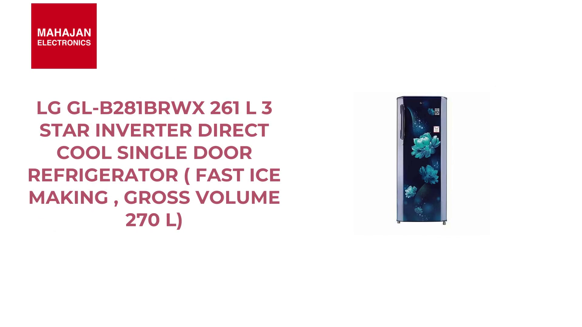 LG GL-B281BRWX 261 L 3 Star Inverter Direct Cool Single Door Refrigerator ( Fast Ice Making , Gross Volume 270 L) by@Outfy
