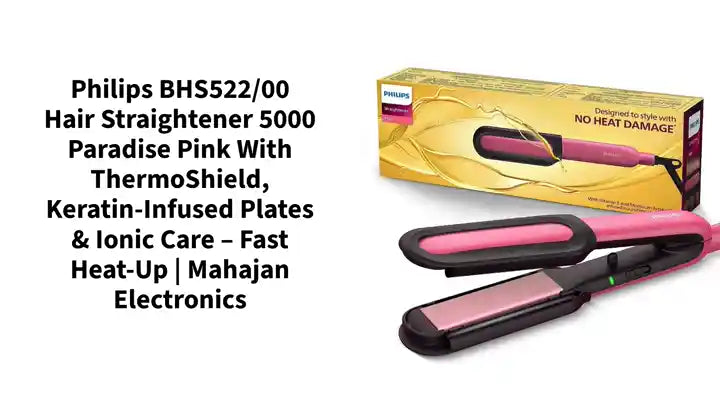 Philips BHS522/00 Hair Straightener 5000 Paradise Pink with ThermoShield, Keratin-Infused Plates &amp; Ionic Care &ndash; Fast Heat-Up | Mahajan Electronics by@Outfy