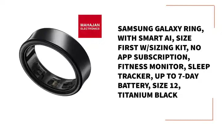 Samsung Galaxy Ring, with Smart AI, Size First W/Sizing Kit, No App Subscription, Fitness Monitor, Sleep Tracker, Up to 7-Day Battery, Size 12, Titanium Black by@Outfy