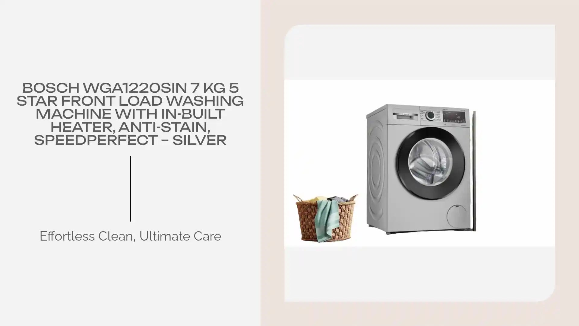 Bosch WGA1220SIN 7 Kg 5 Star Front Load Washing Machine with In-Built Heater, Anti-Stain, SpeedPerfect &ndash; Silver by@Outfy