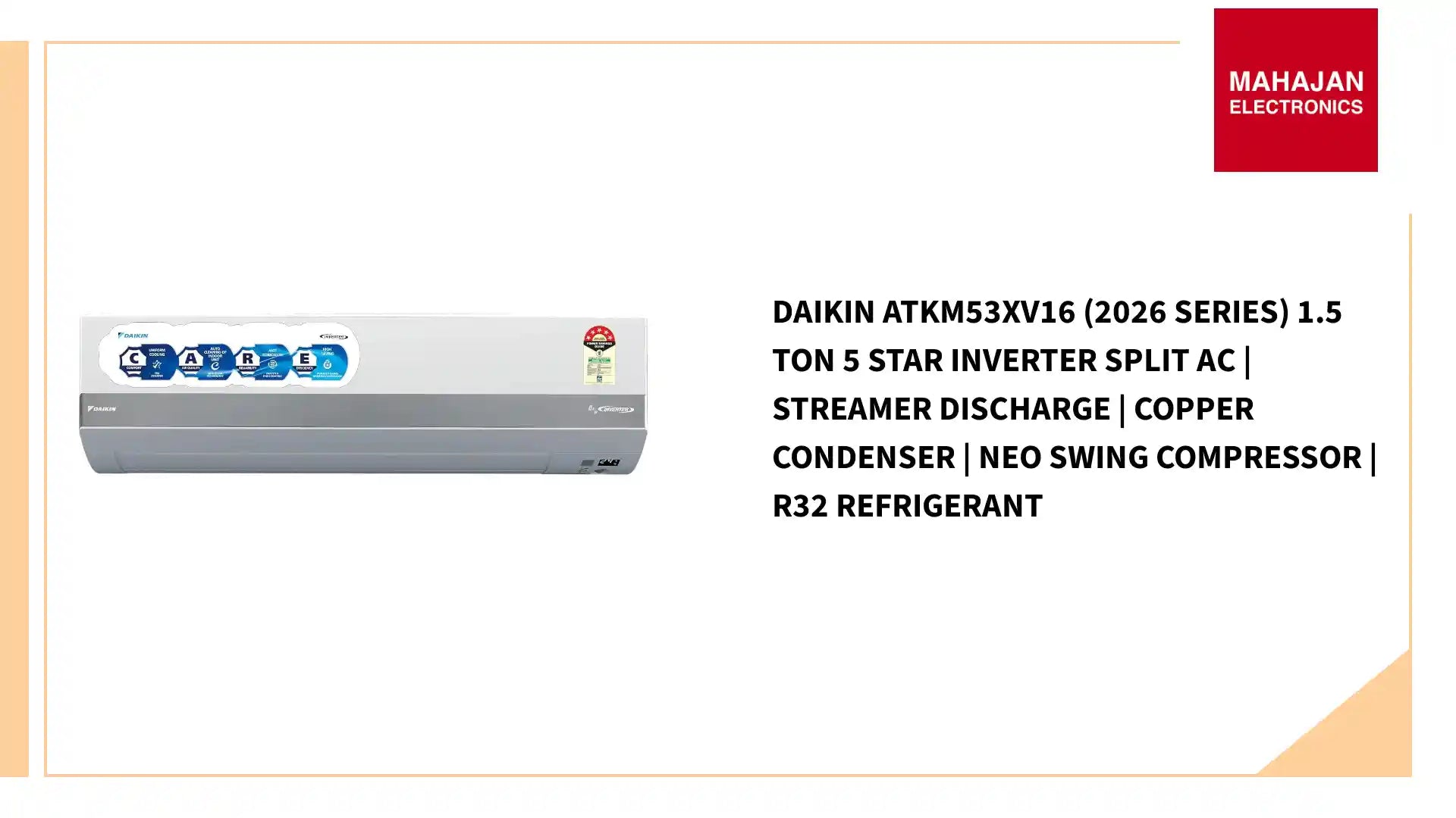 Daikin ATKM53XV16 (2026 Series) 1.5 Ton 5 Star Inverter Split AC | Streamer Discharge | Copper Condenser | Neo Swing Compressor | R32 Refrigerant by@Outfy