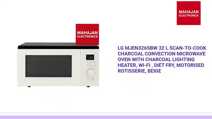 LG MJEN326SBW 32 L Scan-To-Cook Charcoal Convection Microwave Oven with Charcoal Lighting Heater, Wi-Fi , Diet Fry, Motorised Rotisserie, Beige by@Outfy