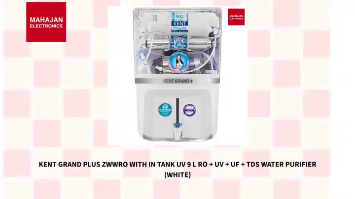 Kent GRAND PLUS ZWWRO WITH IN TANK UV 9 L RO + UV + UF + TDS Water Purifier (White) by@Outfy