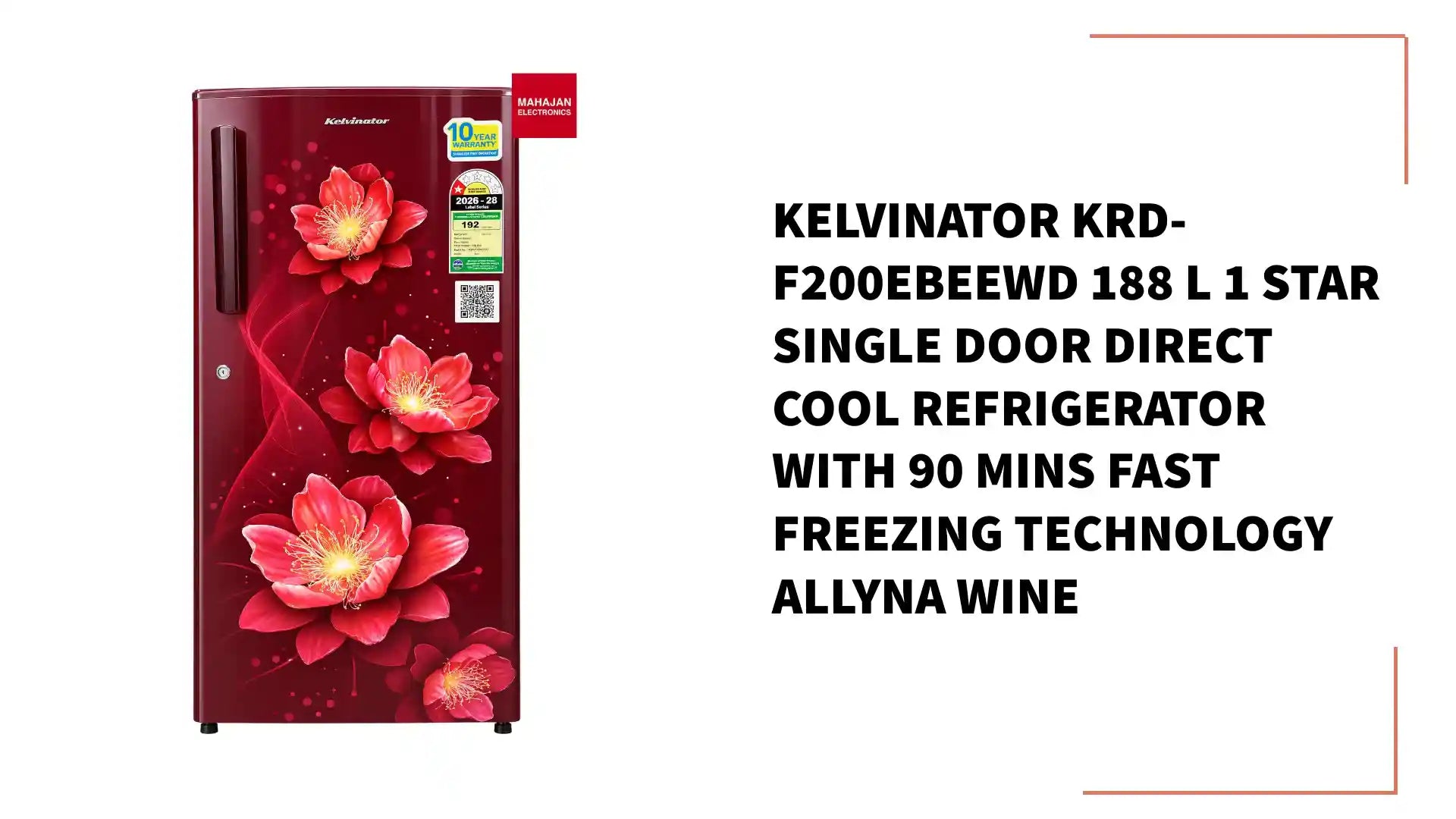 Kelvinator KRD-F200EBEEWD 188 L Single Door Direct Cool Refrigerator, Allyna Wine – Mahajan Electronics Online.
