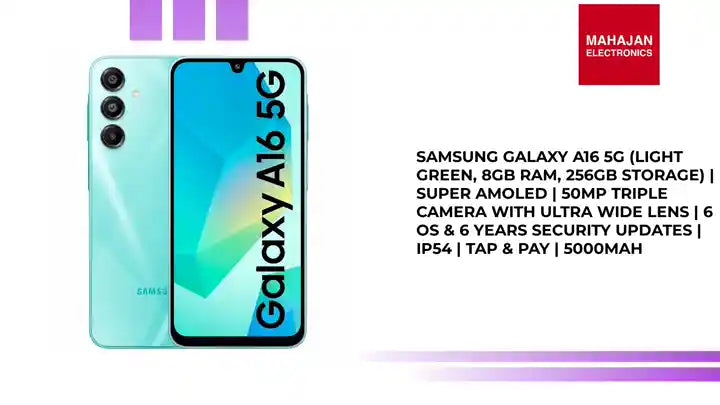 Samsung Galaxy A16 5G (Light Green, 8GB RAM, 256GB Storage) | Super AMOLED | 50MP Triple Camera with Ultra Wide Lens | 6 OS &amp; 6 Years Security Updates | IP54 | Tap &amp; Pay | 5000mAh by@Outfy