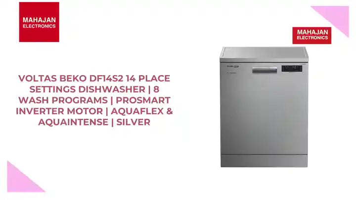 Voltas Beko DF14S2 14 Place Settings Dishwasher | 8 Wash Programs | ProSmart Inverter Motor | AquaFlex &amp; AquaIntense | Silver by@Outfy