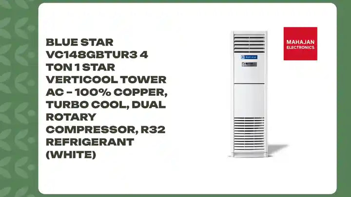 Blue Star VC148GBTUR3 4 Ton 1 Star Verticool Tower AC &ndash; 100% Copper, Turbo Cool, Dual Rotary Compressor, R32 Refrigerant (White) by@Outfy