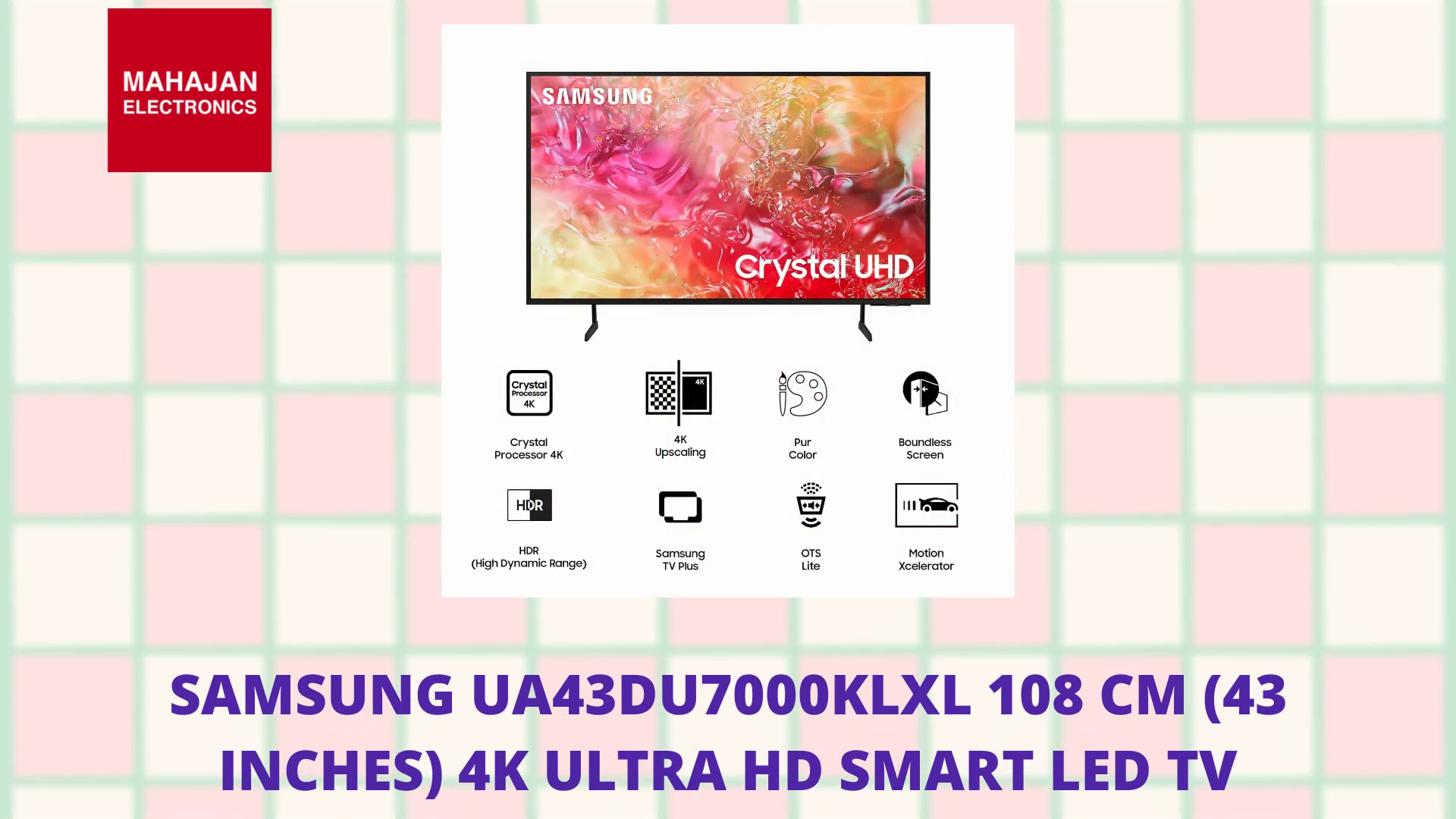 Samsung UA43DU7000KLXL 108 cm (43 inches) 4K Ultra HD Smart LED TV (Black) by@Outfy