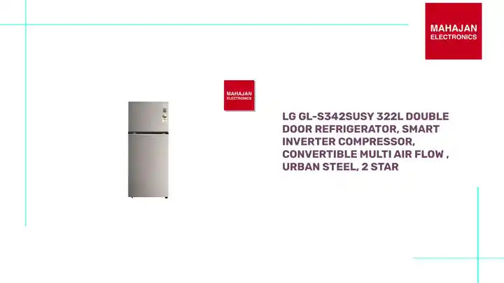 LG GL-S342SUSY 322L Double Door Refrigerator, Smart Inverter Compressor, Convertible Multi Air Flow , Urban Steel, 2 Star by@Outfy