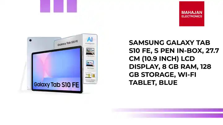 Samsung Galaxy Tab S10 FE, S Pen in-Box, 27.7 cm (10.9 inch) LCD Display, 8 GB RAM, 128 GB Storage, Wi-Fi Tablet, Blue by@Outfy