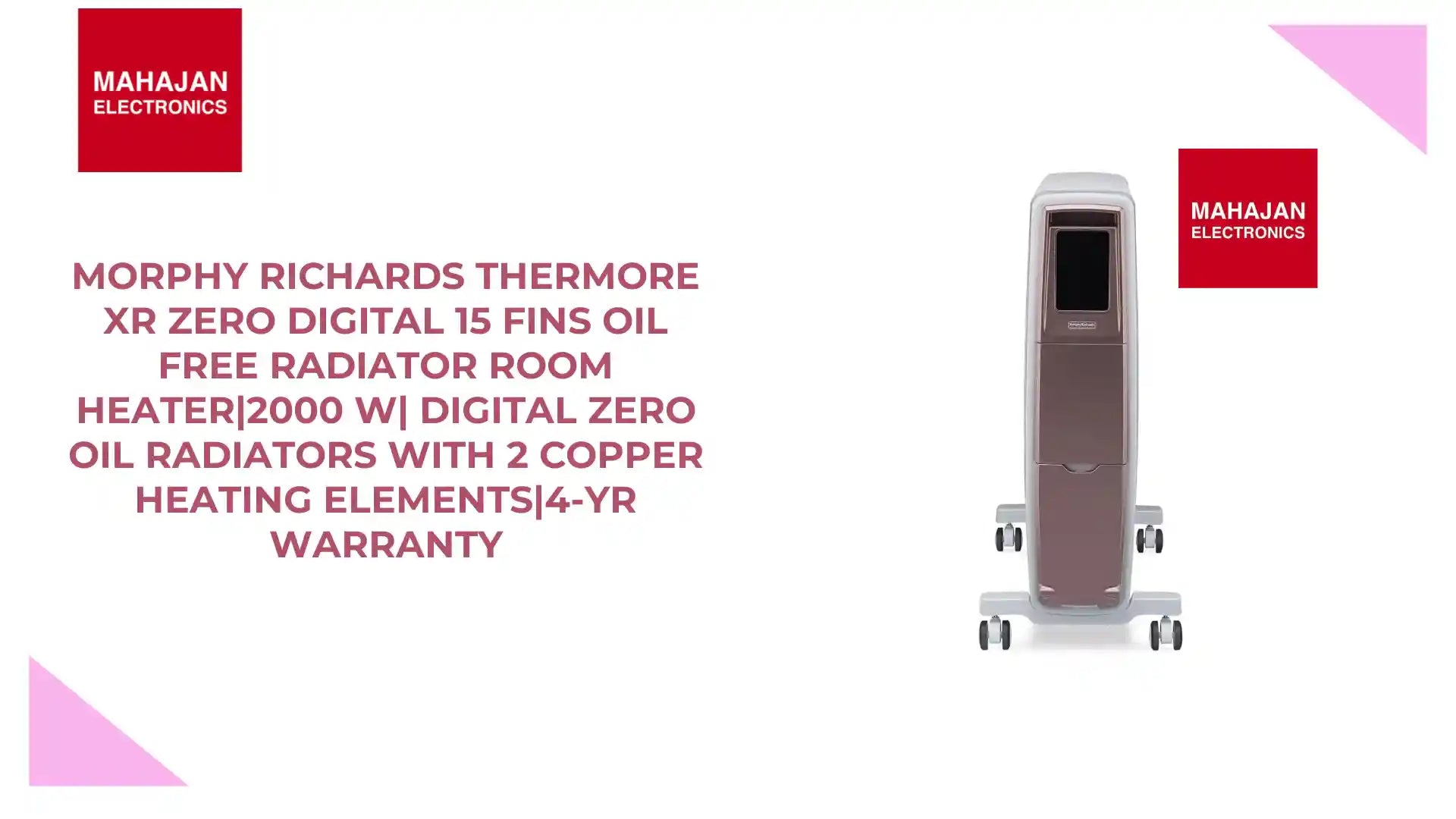 Morphy Richards Thermore Xr Zero Digital 15 Fins Oil Free Radiator Room Heater|2000 W| Digital Zero Oil Radiators With 2 Copper Heating Elements|4-Yr Warranty by@Outfy