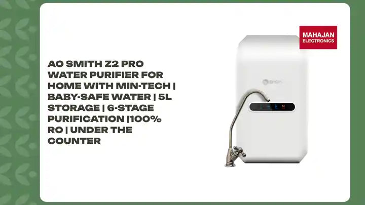 AO Smith Z2 Pro Water Purifier for Home with MIN-TECH | Baby-Safe Water | 5L Storage | 6-Stage Purification |100% RO | Under The Counter by@Outfy