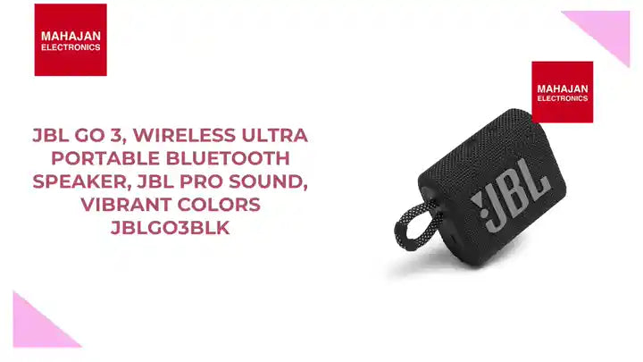 JBL Go 3, Wireless Ultra Portable Bluetooth Speaker, JBL Pro Sound, Vibrant Colors JBLGO3BLK by@Outfy