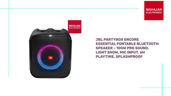 JBL PartyBox Encore Essential Portable Bluetooth Speaker &ndash; 100W Pro Sound, Light Show, Mic Input, 6H Playtime, Splashproof by@Outfy