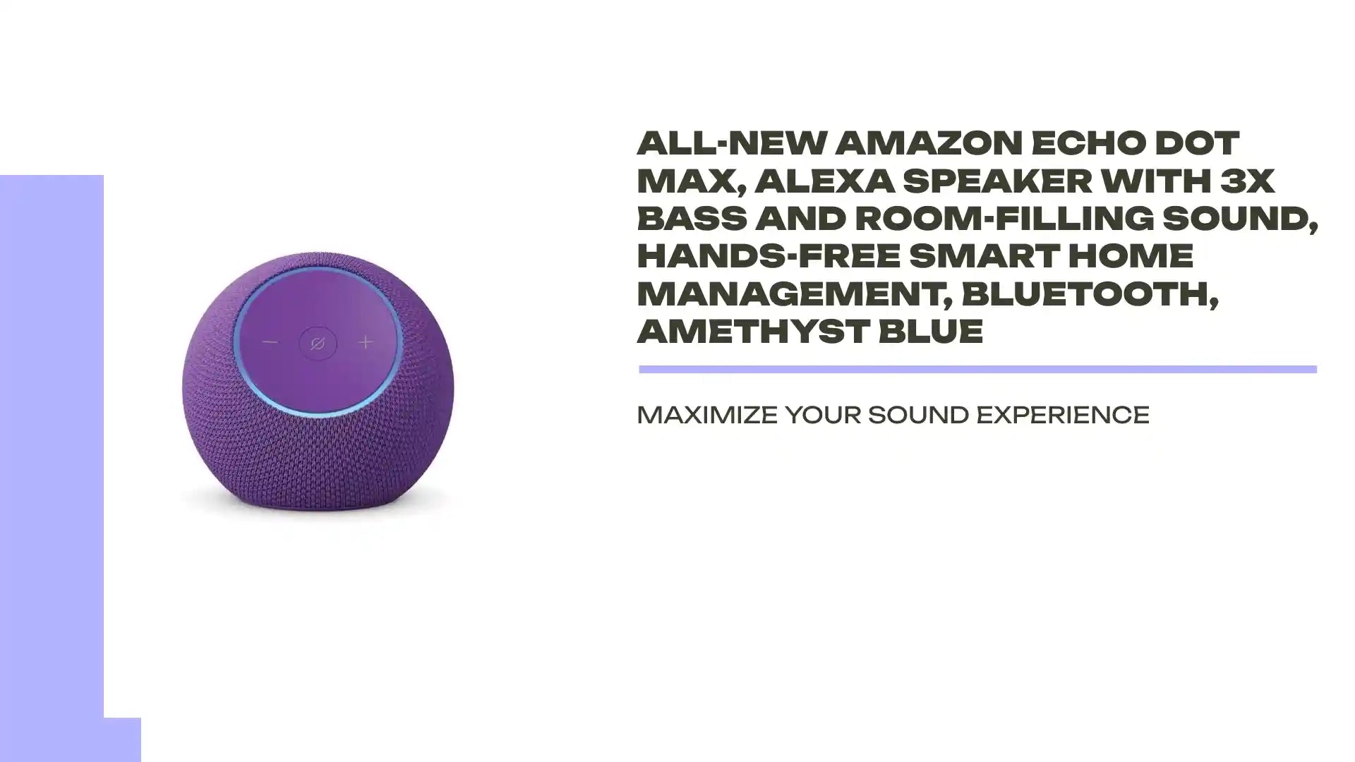 All-new Amazon Echo Dot Max, Alexa speaker with 3X bass and room-filling sound, hands-free smart home management, Bluetooth, Amethyst Blue by@Outfy