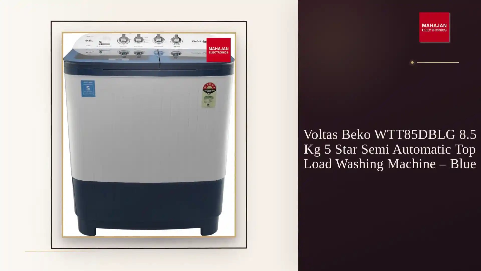 Voltas Beko WTT85DBLG 8.5 Kg 5 Star Semi Automatic Top Load Washing Machine &ndash; Blue by@Outfy