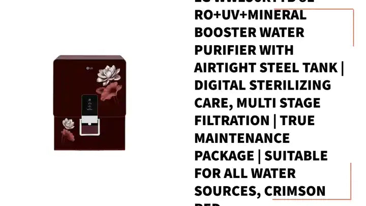 LG WW156RTTB 8L RO+UV+Mineral Booster Water Purifier with Airtight Steel Tank | Digital Sterilizing Care, Multi Stage Filtration | True Maintenance Package | Suitable for all Water Sources, Crimson Red by@Outfy