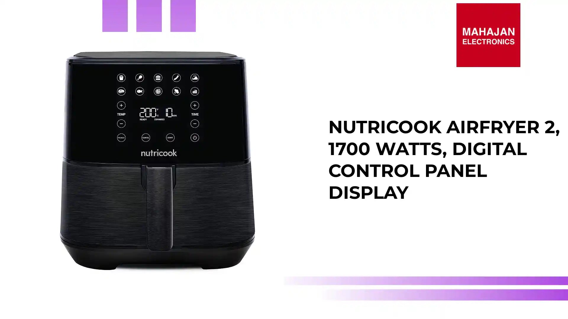 Nutricook AirFryer 2, 1700 Watts, Digital Control Panel Display by@Outfy