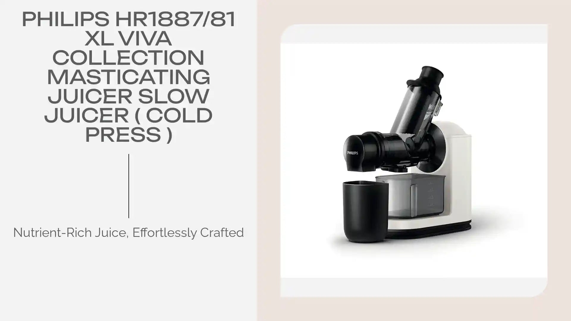 Philips HR1887/81 XL Viva Collection Masticating Juicer Slow Juicer ( Cold Press ) by@Outfy