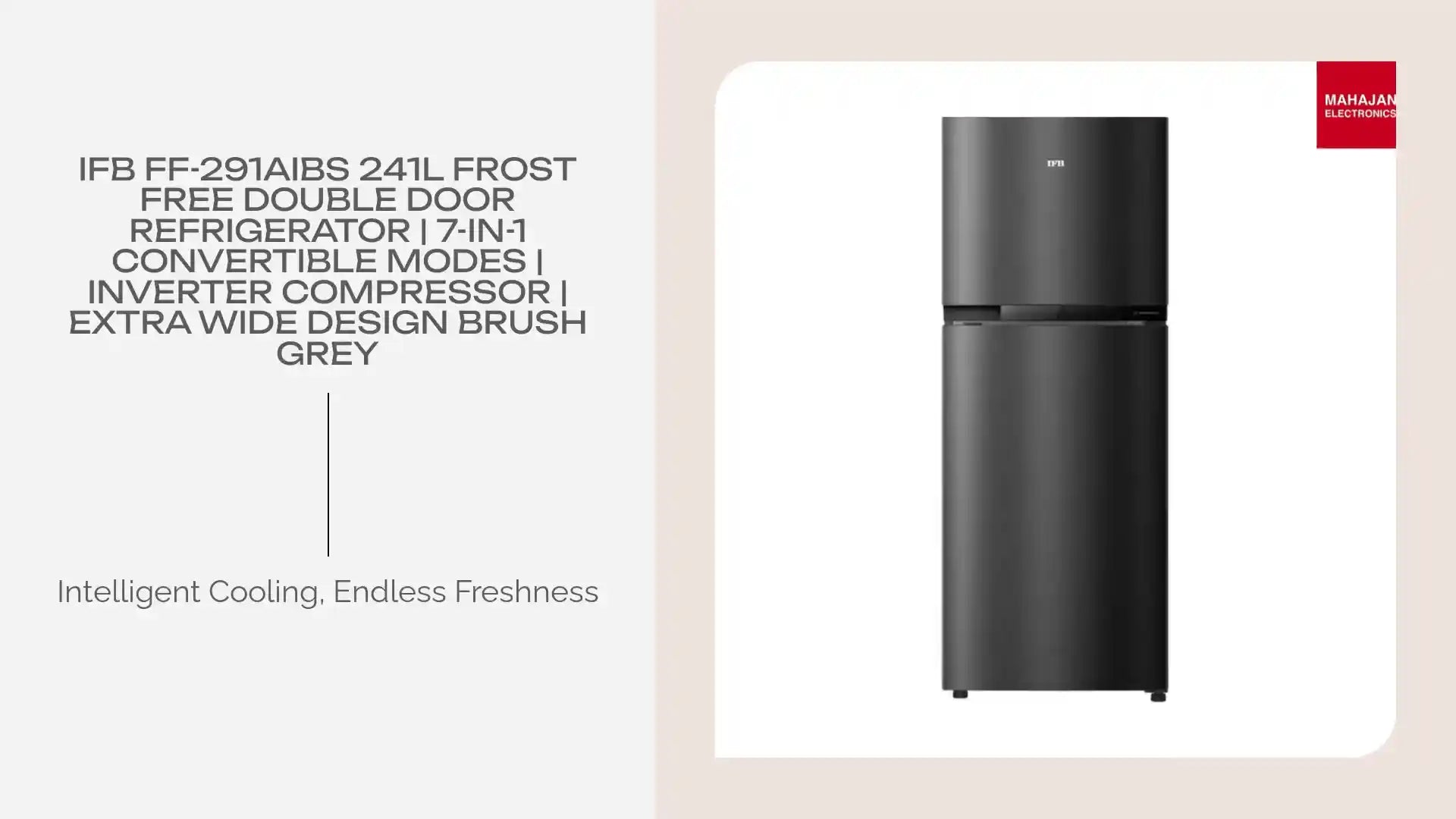 IFB FF-291AIBS 241L Frost Free Double Door Refrigerator | 7-in-1 Convertible Modes | Inverter Compressor | Extra Wide Design Brush Grey by@Outfy