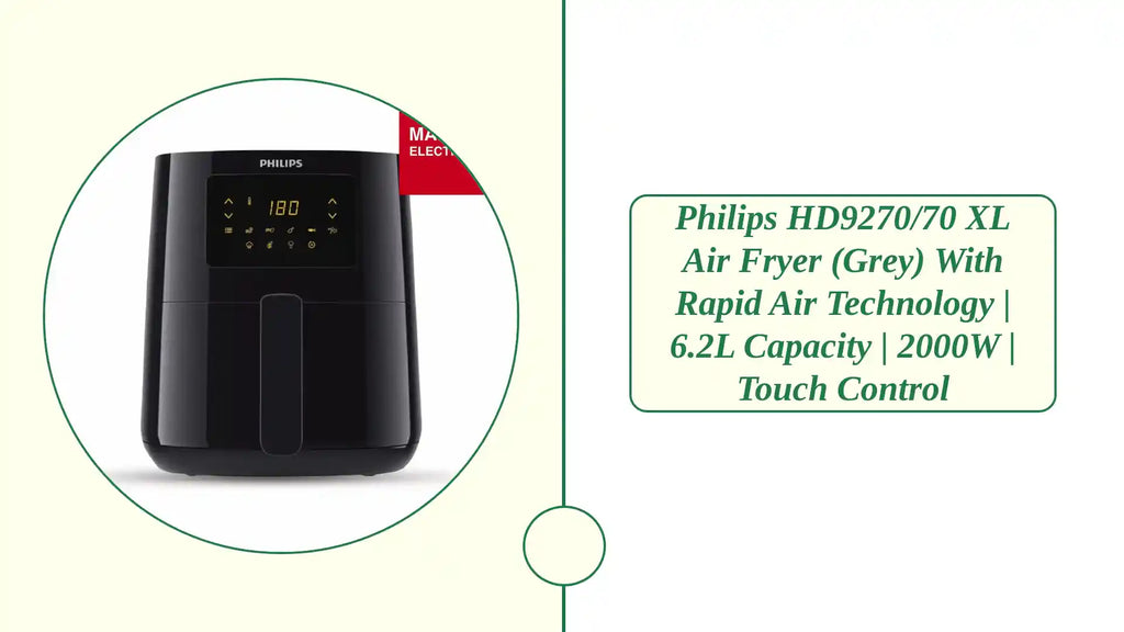 Philips HD9270/70 XL Air Fryer (Grey) with Rapid Air Technology | 6.2L Capacity | 2000W | Touch Control by@Outfy