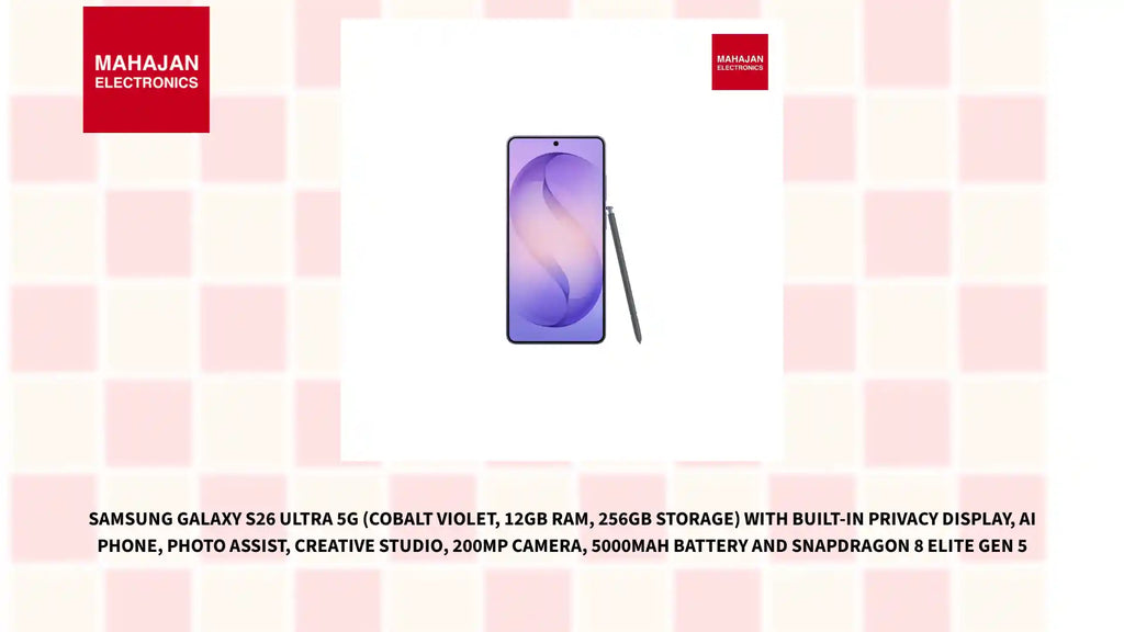 Samsung Galaxy S26 Ultra 5G (Cobalt Violet, 12GB RAM, 256GB Storage) with Built-in Privacy Display, AI Phone, Photo Assist, Creative Studio, 200MP Camera, 5000mAh Battery and Snapdragon 8 Elite Gen 5 by@Outfy