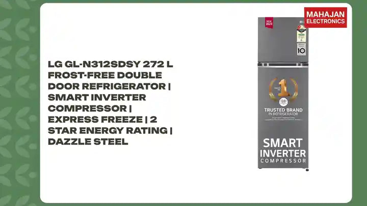 LG GL-N312SDSY 272 L Frost-Free Double Door Refrigerator | Smart Inverter Compressor | Express Freeze | 2 Star Energy Rating | Dazzle Steel by@Outfy