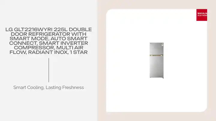 LG GLT2216WYRI 225L Double Door Refrigerator with Smart Mode, Auto Smart Connect, Smart Inverter Compressor, Multi Air Flow, Radiant Inox, 1 Star by@Outfy