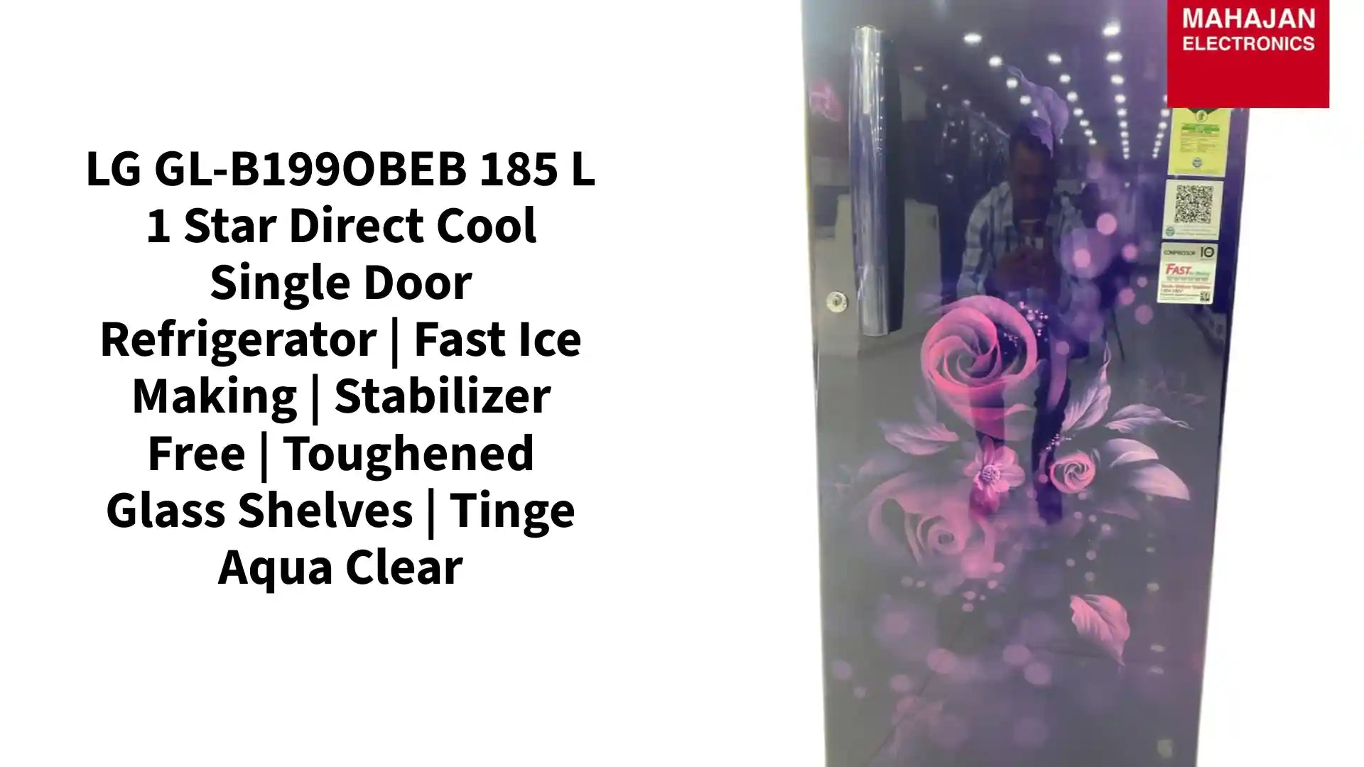 LG GL-B199OBEB 185 L 1 Star Direct Cool Single Door Refrigerator | Fast Ice Making | Stabilizer Free | Toughened Glass Shelves | Tinge Aqua Clear by@Outfy