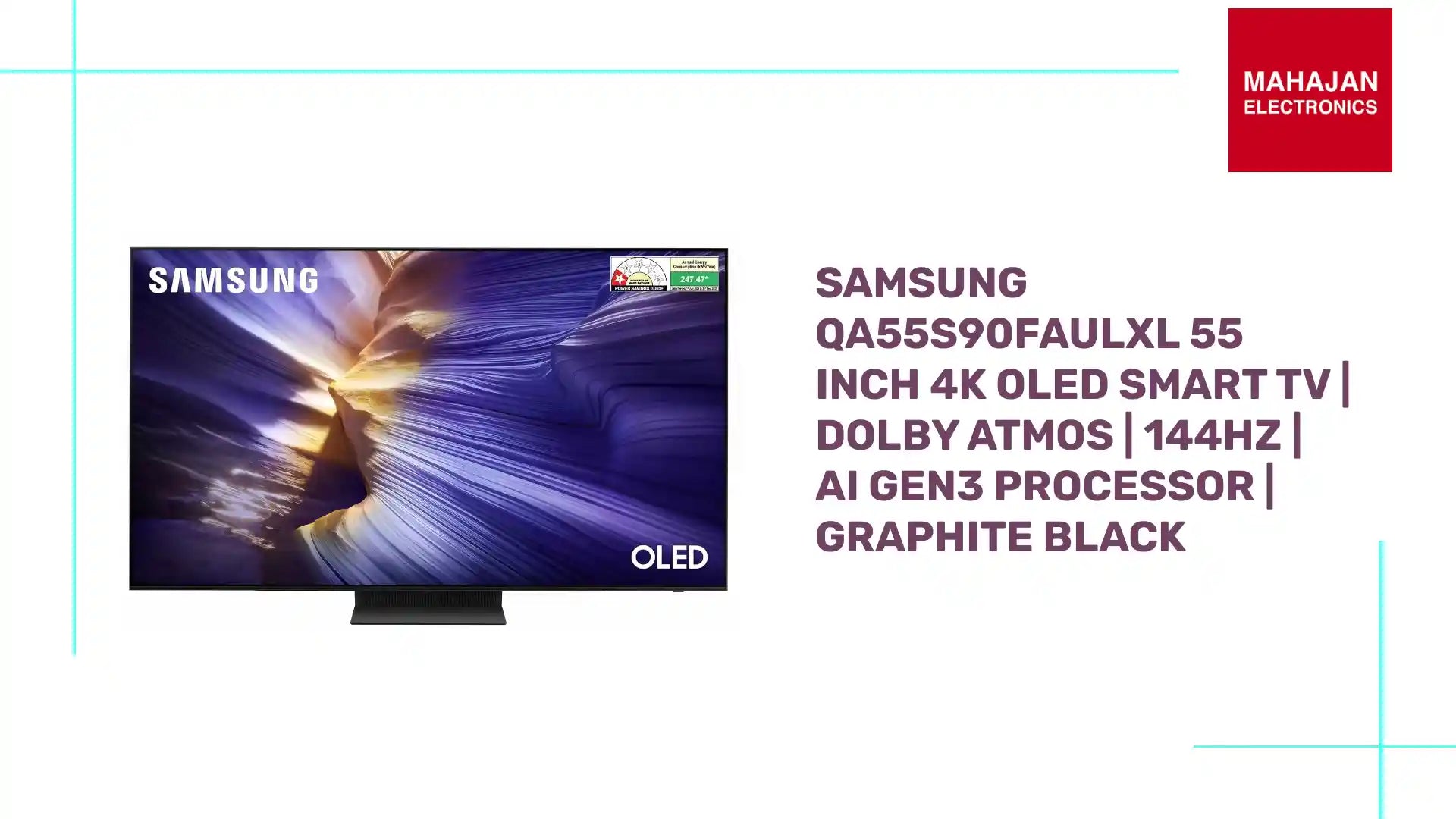Samsung QA55S90FAULXL 55 Inch 4K OLED Smart TV | Dolby Atmos | 144Hz | AI Gen3 Processor | Graphite Black by@Outfy