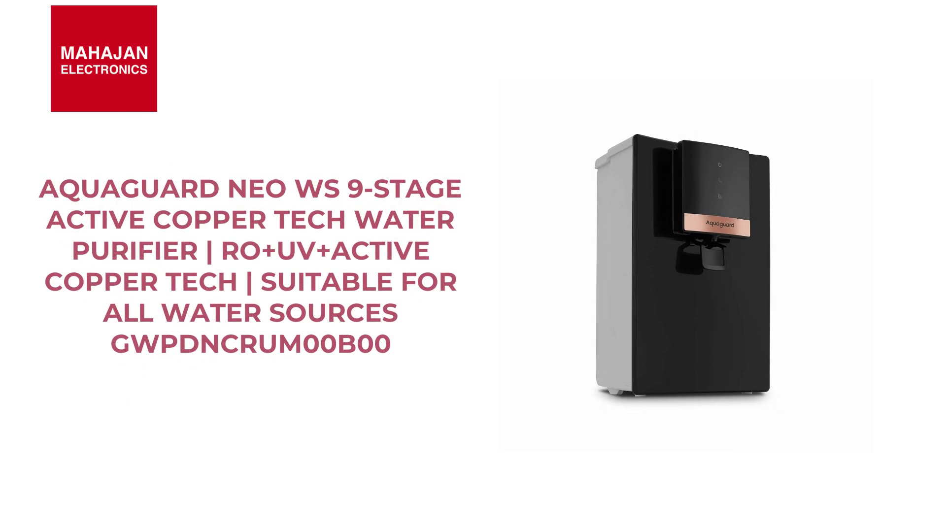 Aquaguard Neo WS 9-Stage Active Copper Tech Water Purifier | RO+UV+Active Copper Tech | Suitable for all Water Sources GWPDNCRUM00B00 by@Outfy