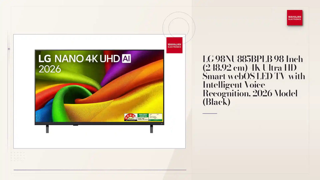 LG 98NU885BPLB 98 Inch (248.92 cm) 4K Ultra HD Smart webOS LED TV with Intelligent Voice Recognition, 2026 Model (Black) by@Outfy