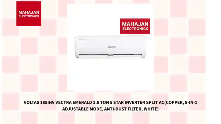 Voltas 185Inv Vectra Emerald 1.5 Ton 5 Star Inverter Split AC(Copper, 5-in-1 Adjustable Mode, Anti-dust Filter, White) by@Outfy