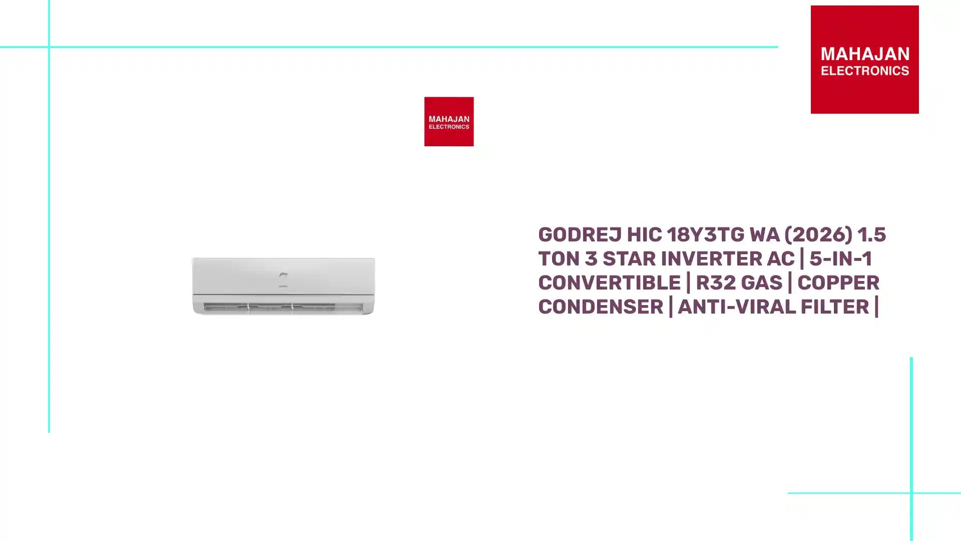 Godrej HIC 18Y3TG WA (2026) 1.5 Ton 3 Star Inverter AC | 5-in-1 Convertible | R32 Gas | Copper Condenser | Anti-Viral Filter | by@Outfy
