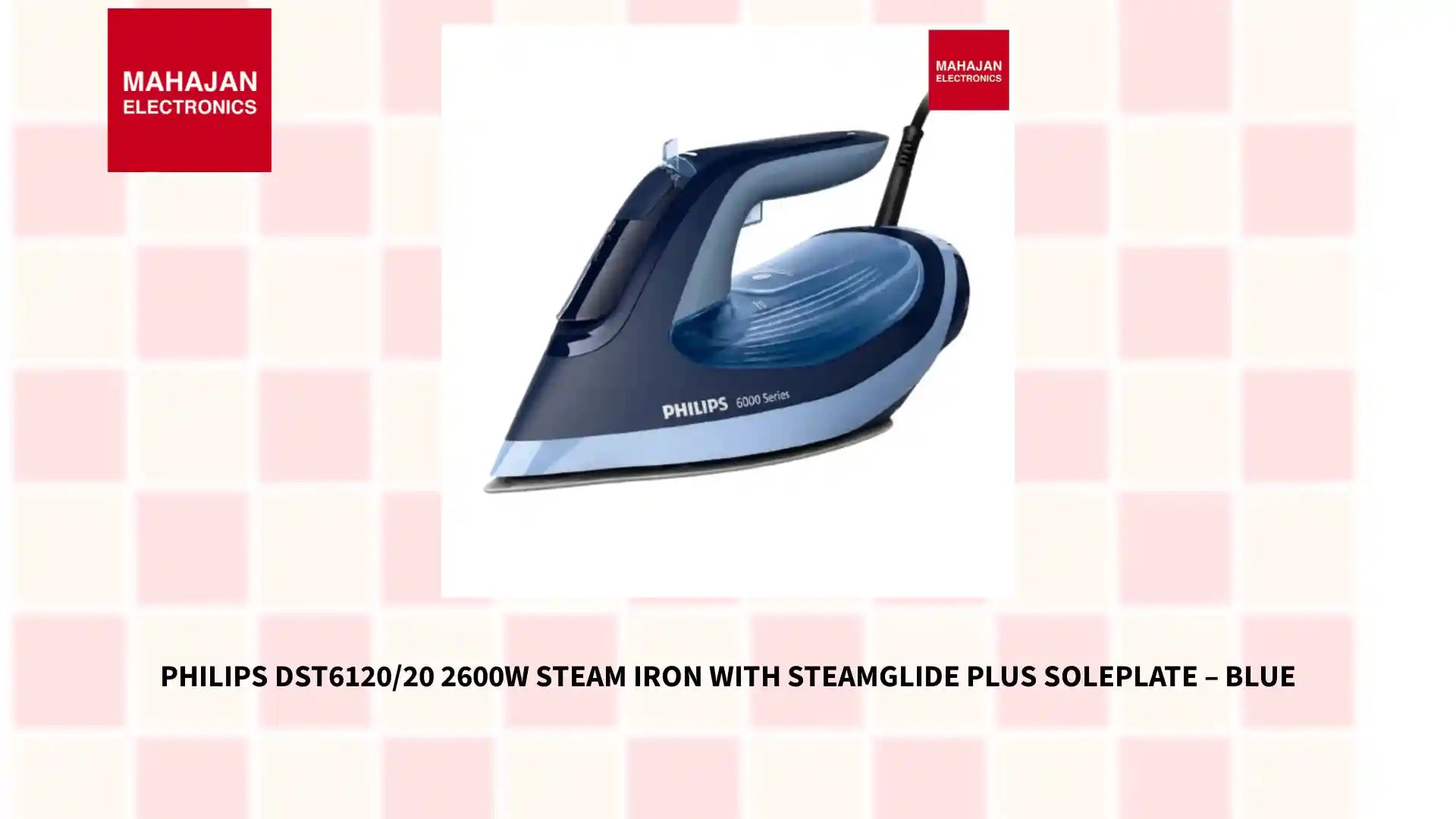 Philips DST6120/20 2600W Steam Iron with SteamGlide Plus Soleplate &ndash; Blue by@Outfy